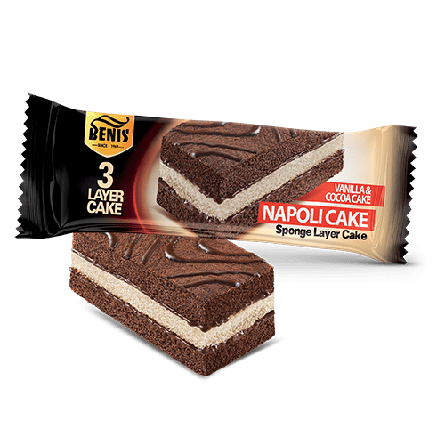 Three-layer vanilla cocoa cake